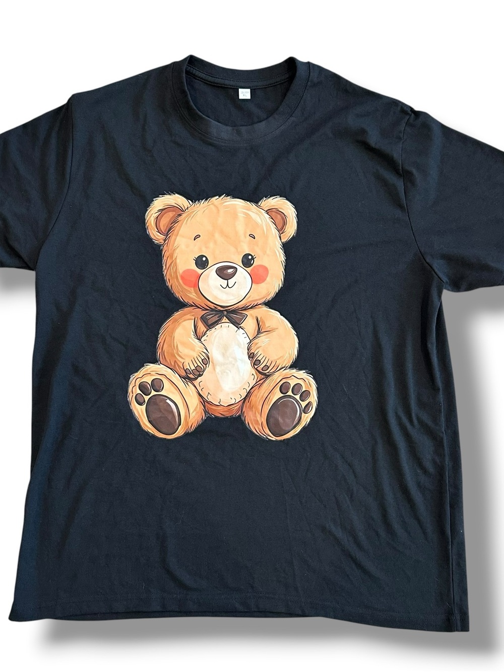 Cute Teddy Bear Tee T-shirt Black XL